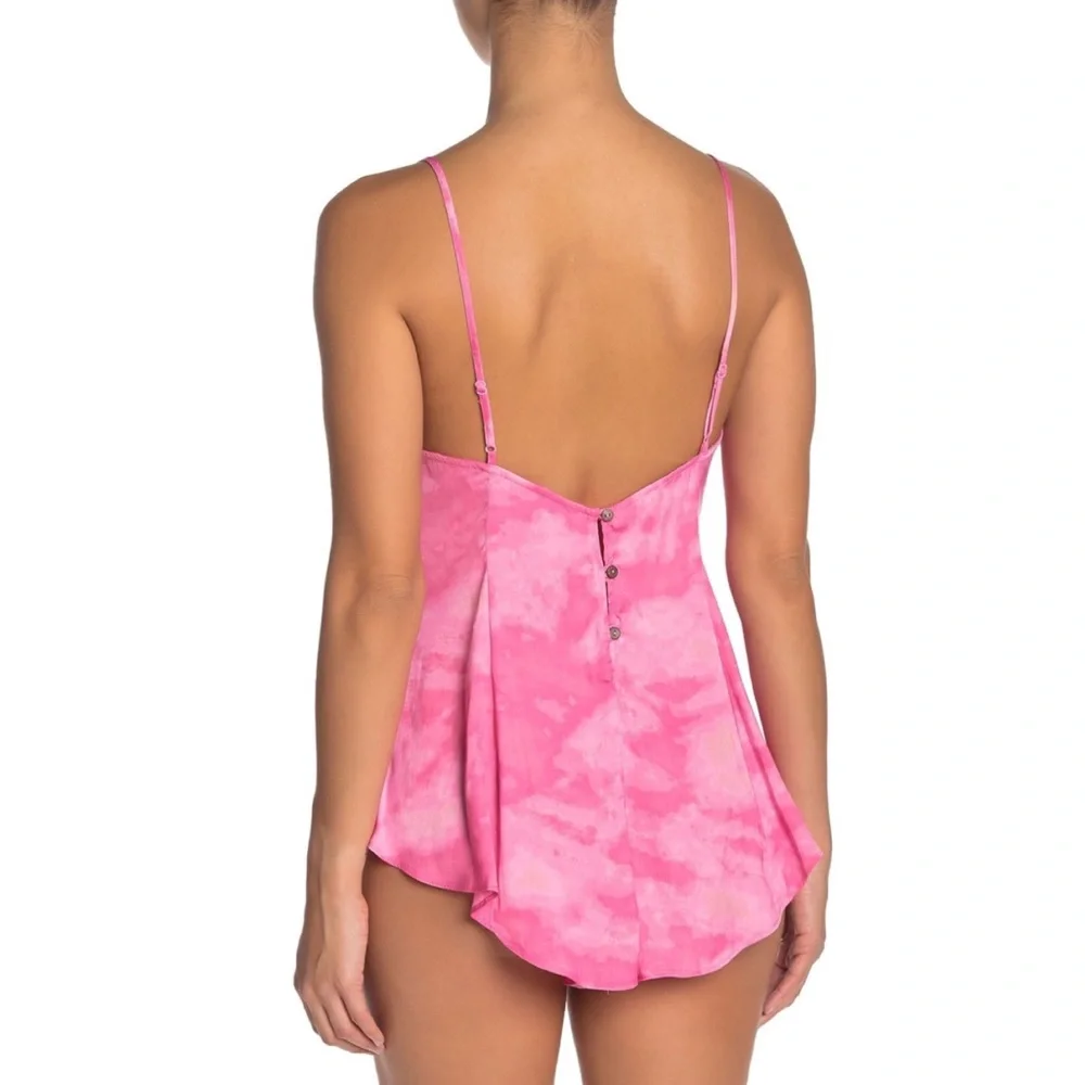 NWOT Free People “Luella” Lace Trim Satin Bodysuit